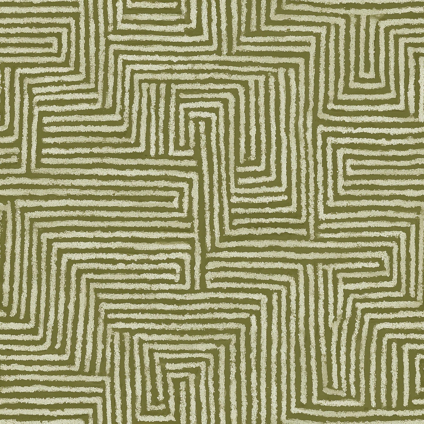 Olive Green Maze Wallpaper Geometric Labyrinth Pattern Modern Organic Wall Decor