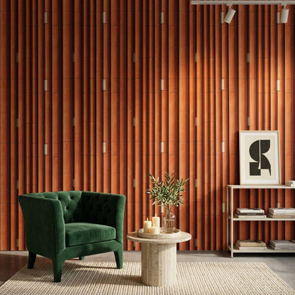 Terracotta Column Wallpaper Architectural Slat Pattern Modern Mediterranean Wall Decor