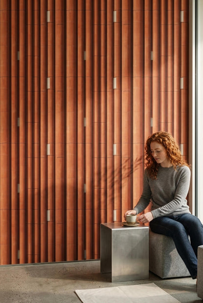 Terracotta Column Wallpaper Architectural Slat Pattern Modern Mediterranean Wall Decor