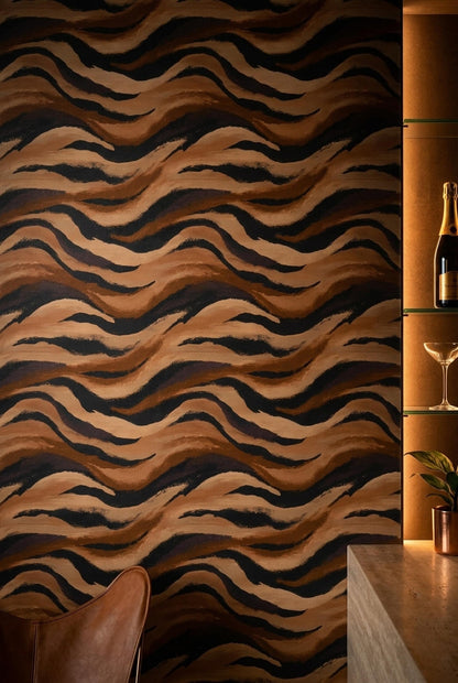 Organic Earth Wave Wallpaper Abstract Desert Brushstroke Pattern Modern Neutral Wall Decor
