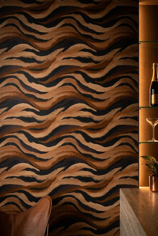 Organic Earth Wave Wallpaper Abstract Desert Brushstroke Pattern Modern Neutral Wall Decor