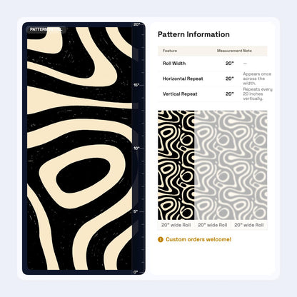 Black Abstract Wallpaper Organic Modern Pattern Retro Powder Room Statement Wall Decor
