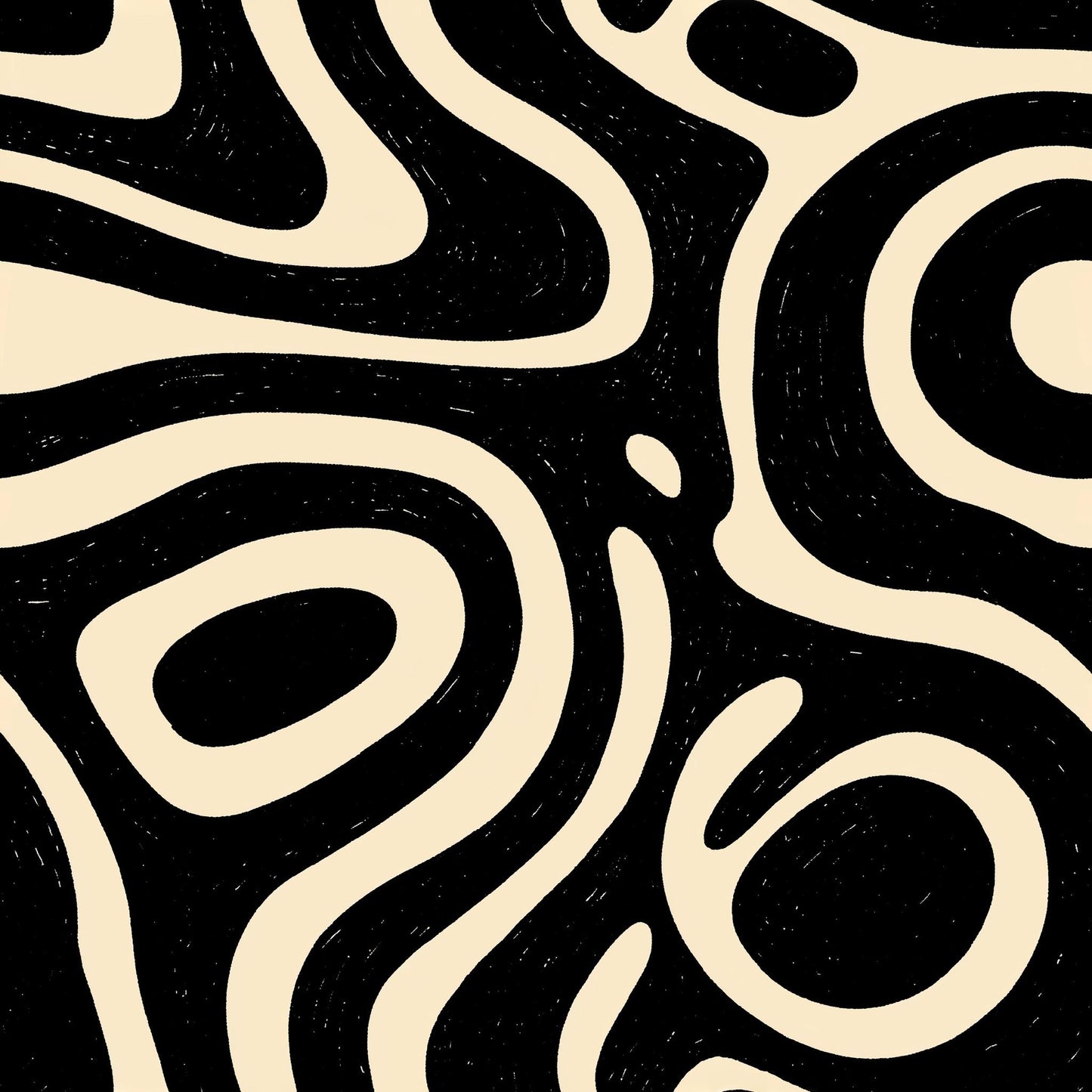 Black Abstract Wallpaper Organic Modern Pattern Retro Powder Room Statement Wall Decor