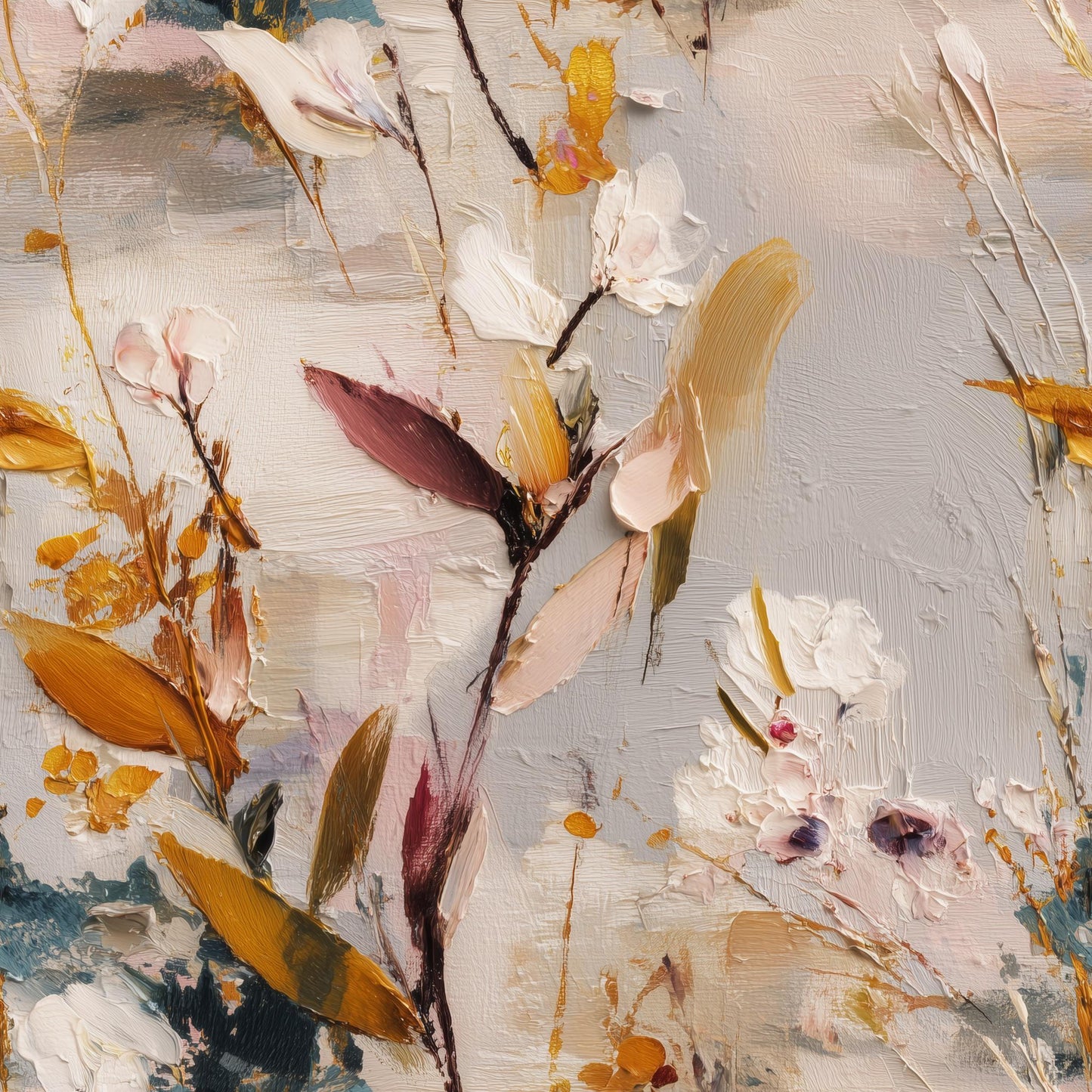 Painterly Botanical Wallpaper Luxury Art Wall Decor Organic Modern Floral Pattern