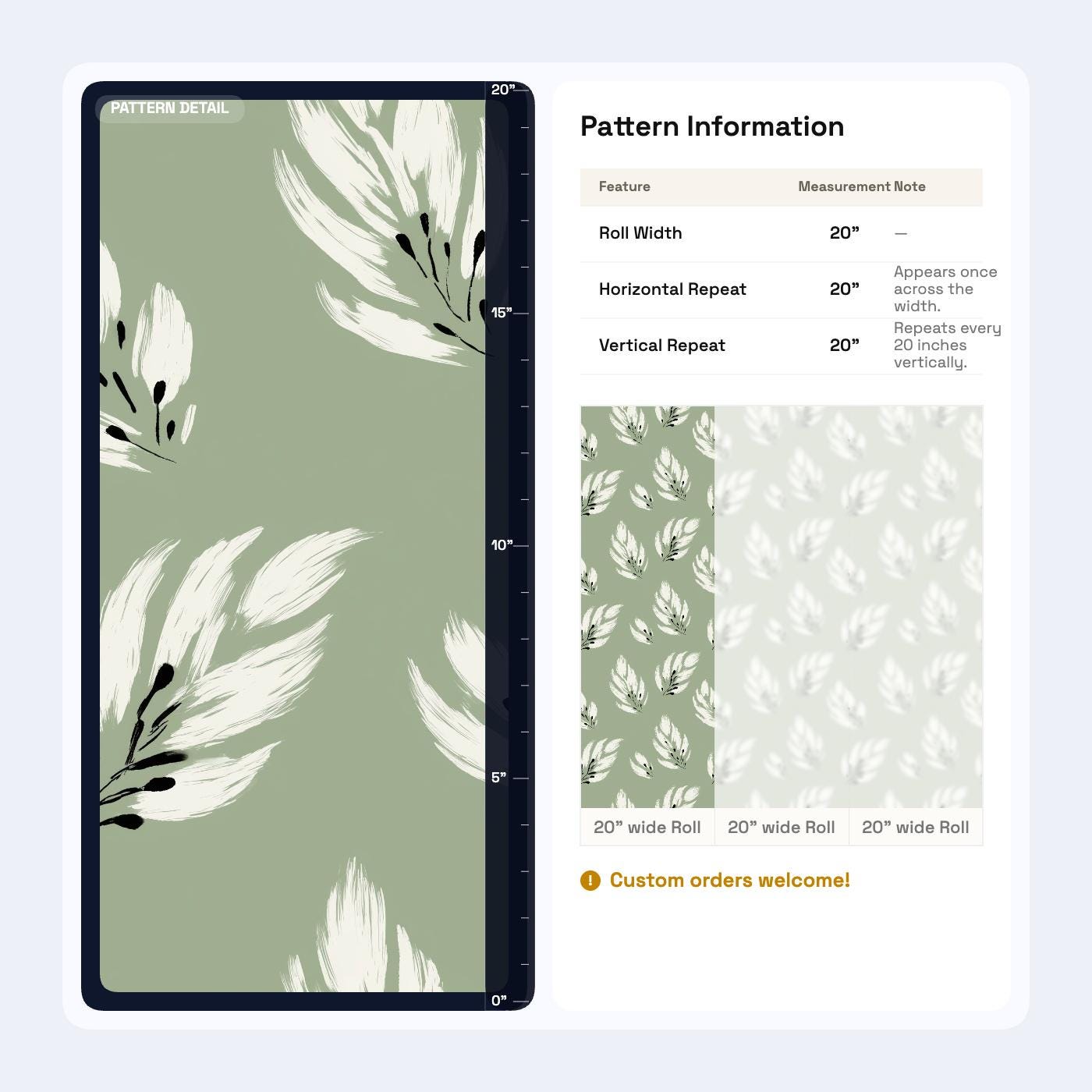 Sage Feather Wallpaper Scandinavian Nature Decor Minimal Botanical Accent Wall