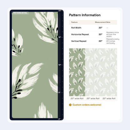 Sage Feather Wallpaper Scandinavian Nature Decor Minimal Botanical Accent Wall