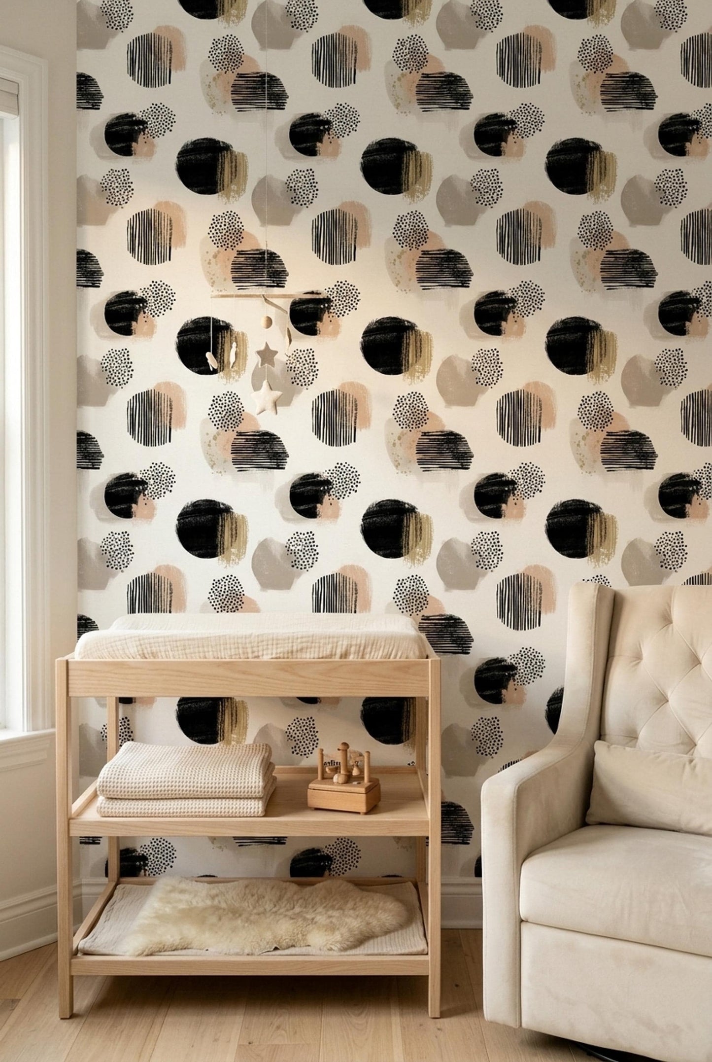 Bauhaus Abstract Shapes Wallpaper Neutral Geometric Pattern Modernist Wall Decor