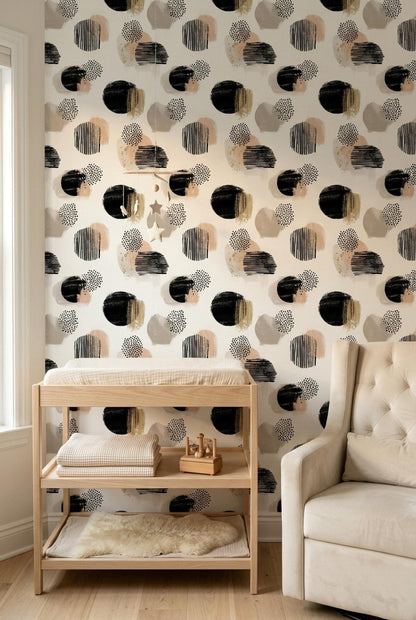 Bauhaus Abstract Shapes Wallpaper Neutral Geometric Pattern Modernist Wall Decor