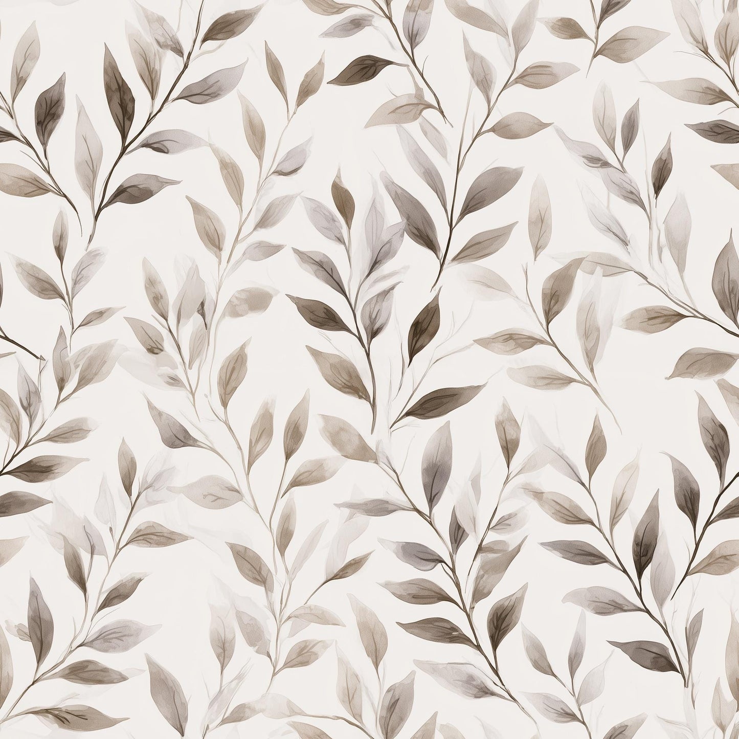 Neutral Botanical Wallpaper Soft Beige Leaf Pattern Organic Modern Wall Decor