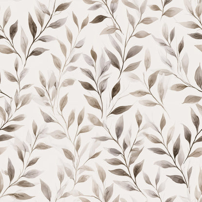 Neutral Botanical Wallpaper Soft Beige Leaf Pattern Organic Modern Wall Decor