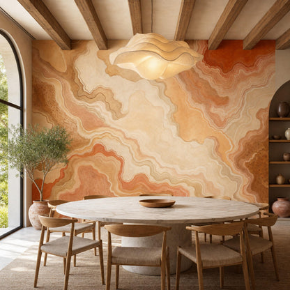 Terracotta Marble Wall Mural Earth Tone Abstract Stone Wall Decor