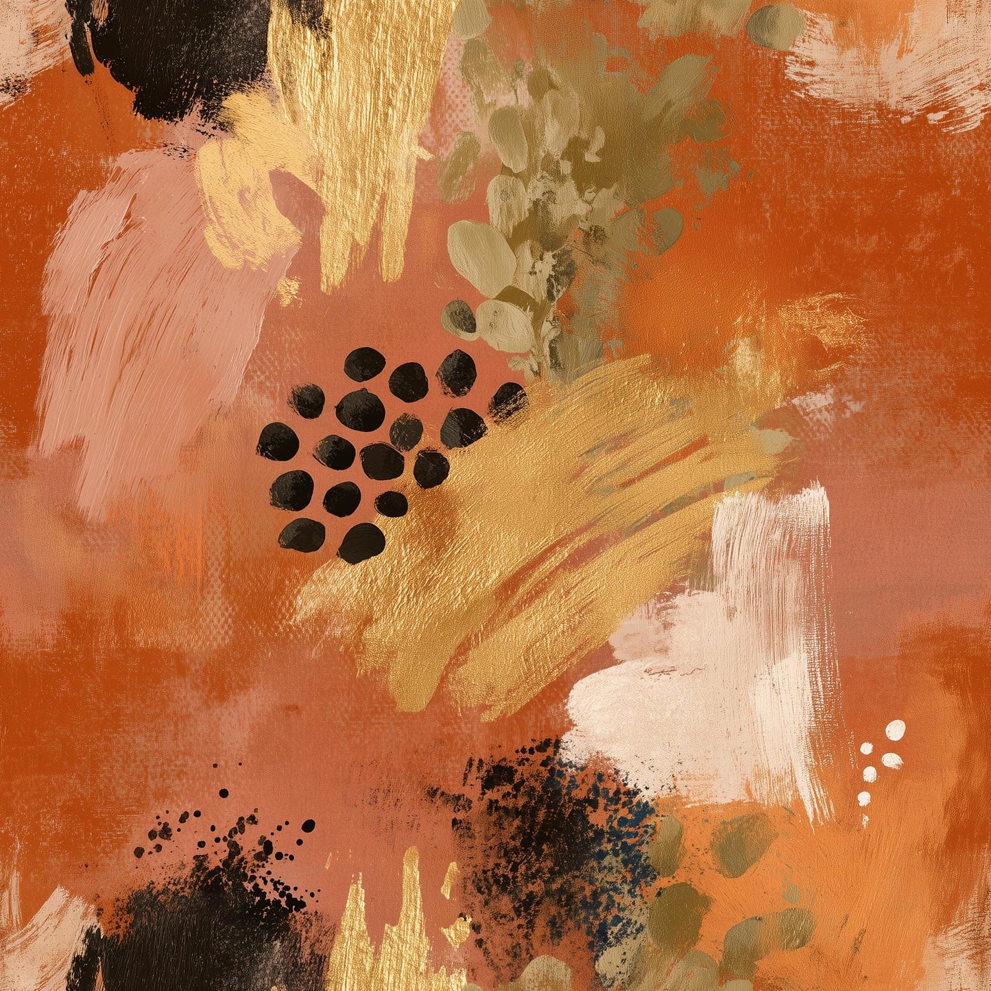 Burnt Orange Abstract Wallpaper Modern Expressionist Brushstroke Wall Decor