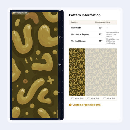 Abstract Memphis Wallpaper Retro Organic Shapes Olive Gold Modern Pattern Wall Decor