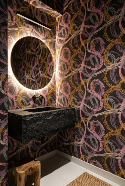 Designer Abstract Wallpaper Artistic Loop Pattern Modern Statement Wall Decor