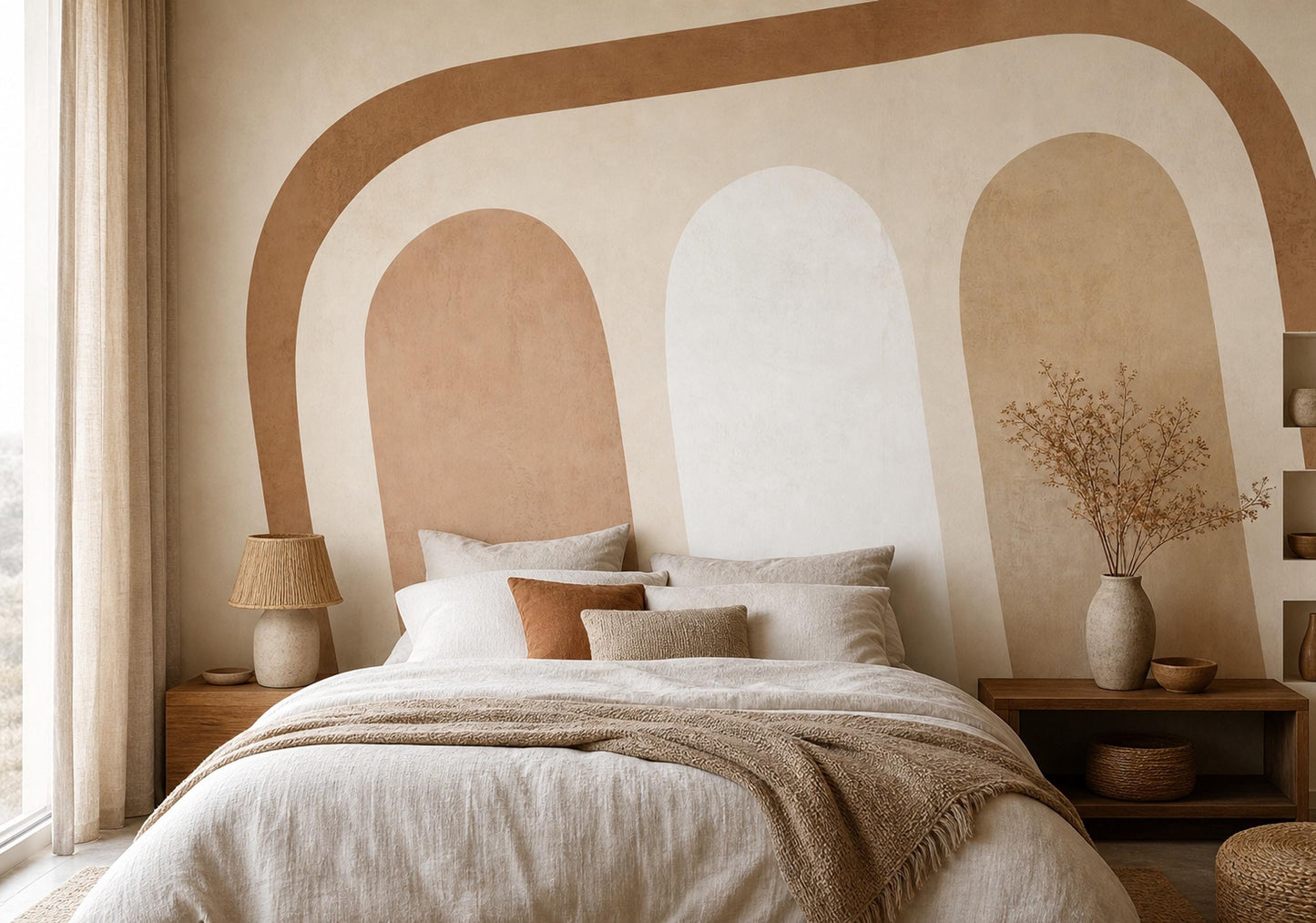 Neutral Arch Wall Mural Modern Organic Shapes Wallpaper Minimalist Contemporary Wall Decor