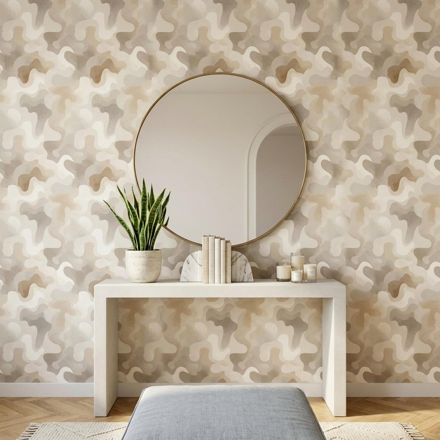 Organic Modern Wallpaper Neutral Abstract Pattern Japandi Wall Decor
