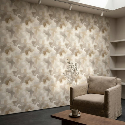 Organic Modern Wallpaper Neutral Abstract Pattern Japandi Wall Decor