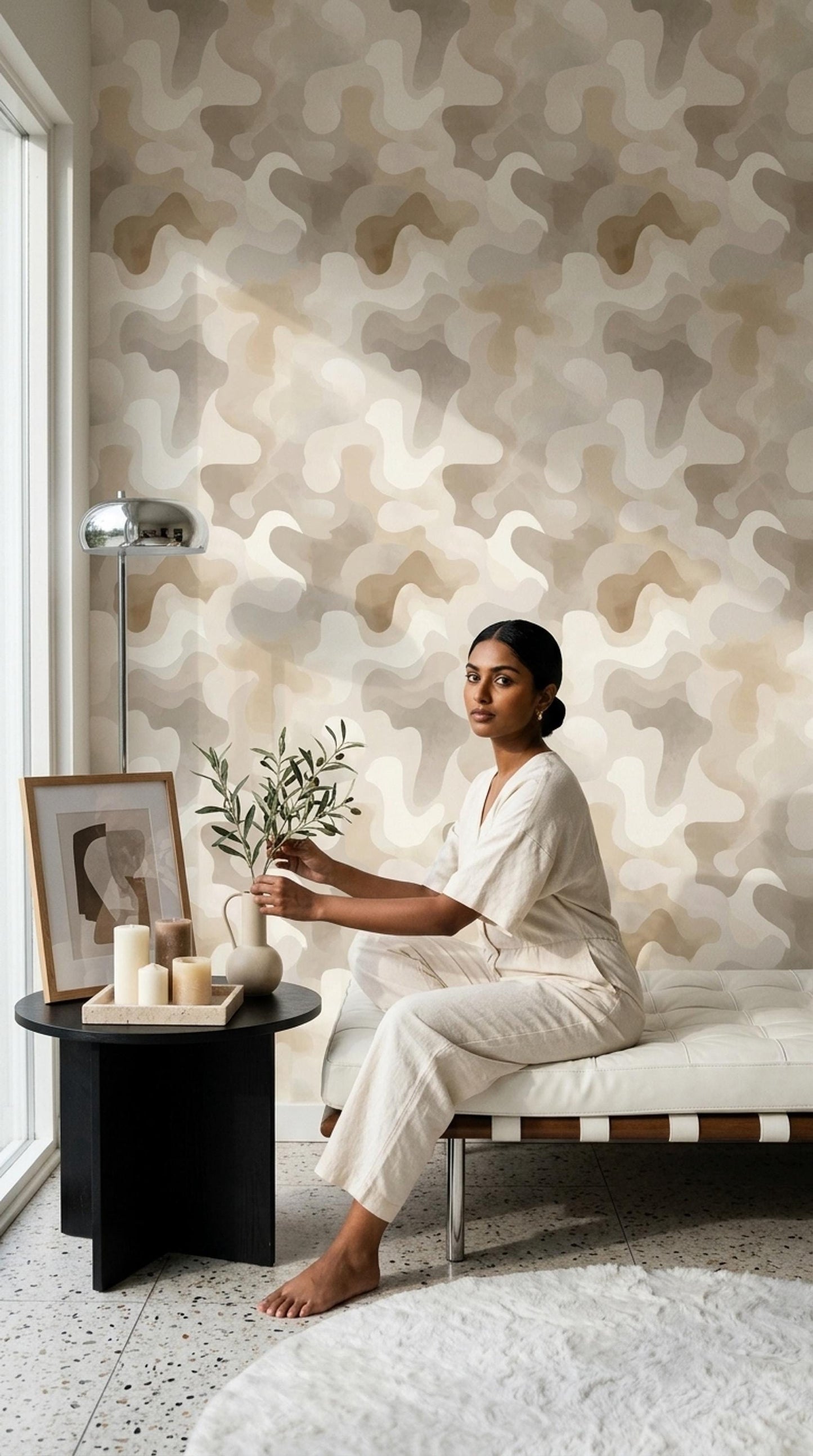 Organic Modern Wallpaper Neutral Abstract Pattern Japandi Wall Decor