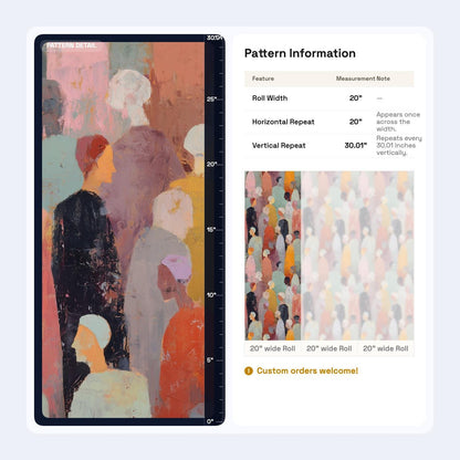 Contemporary Figure Art Wallpaper Modern Gallery Inspired People Pattern Wall Decor