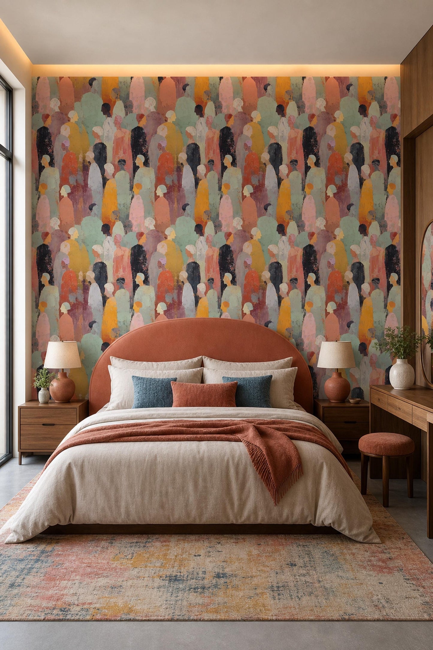 Contemporary Figure Art Wallpaper Modern Gallery Inspired People Pattern Wall Decor