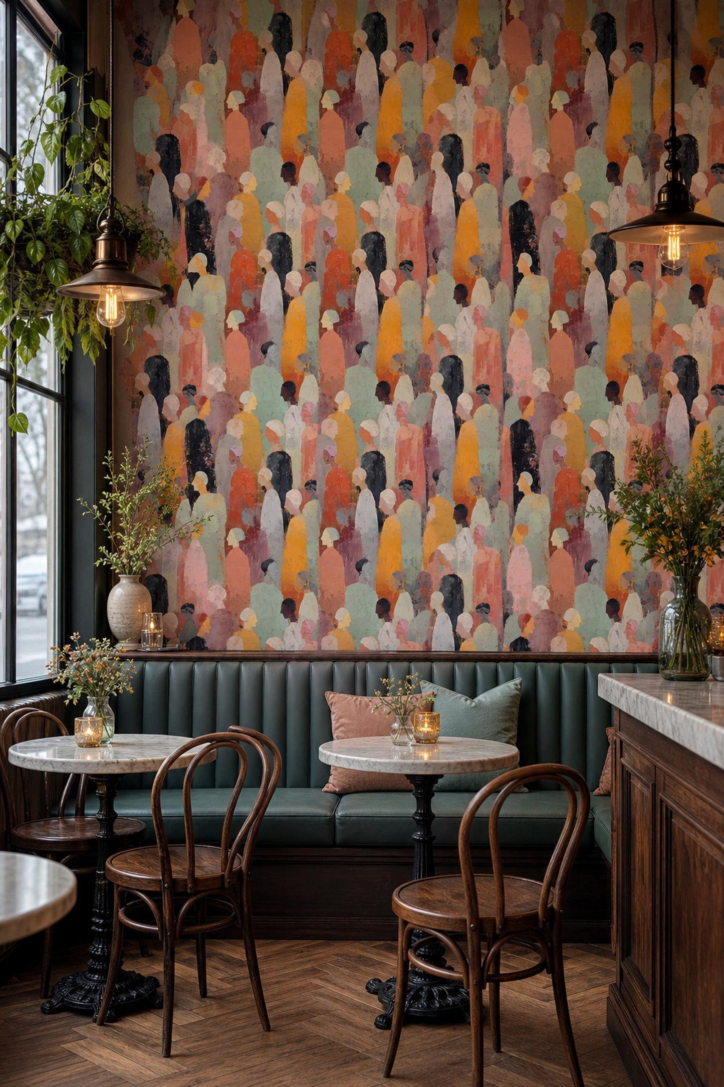 Contemporary Figure Art Wallpaper Modern Gallery Inspired People Pattern Wall Decor