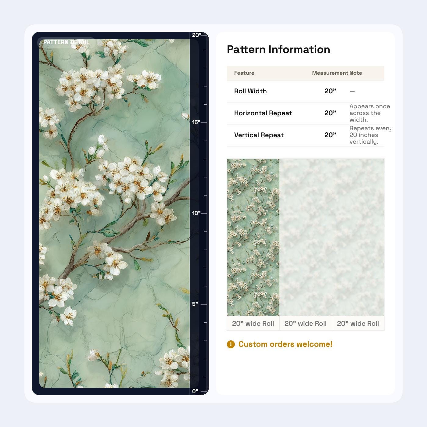 Cherry Blossom Wallpaper Sage Green Floral Pattern Botanical Wall Decor