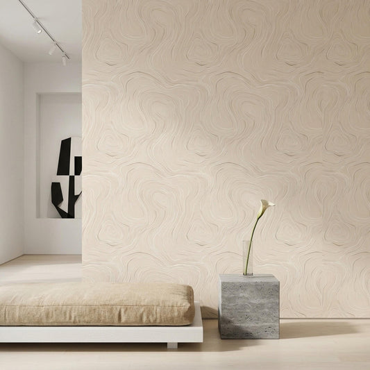 Topographic Wallpaper Contour Line Pattern Neutral Minimalist Modern Wall Decor