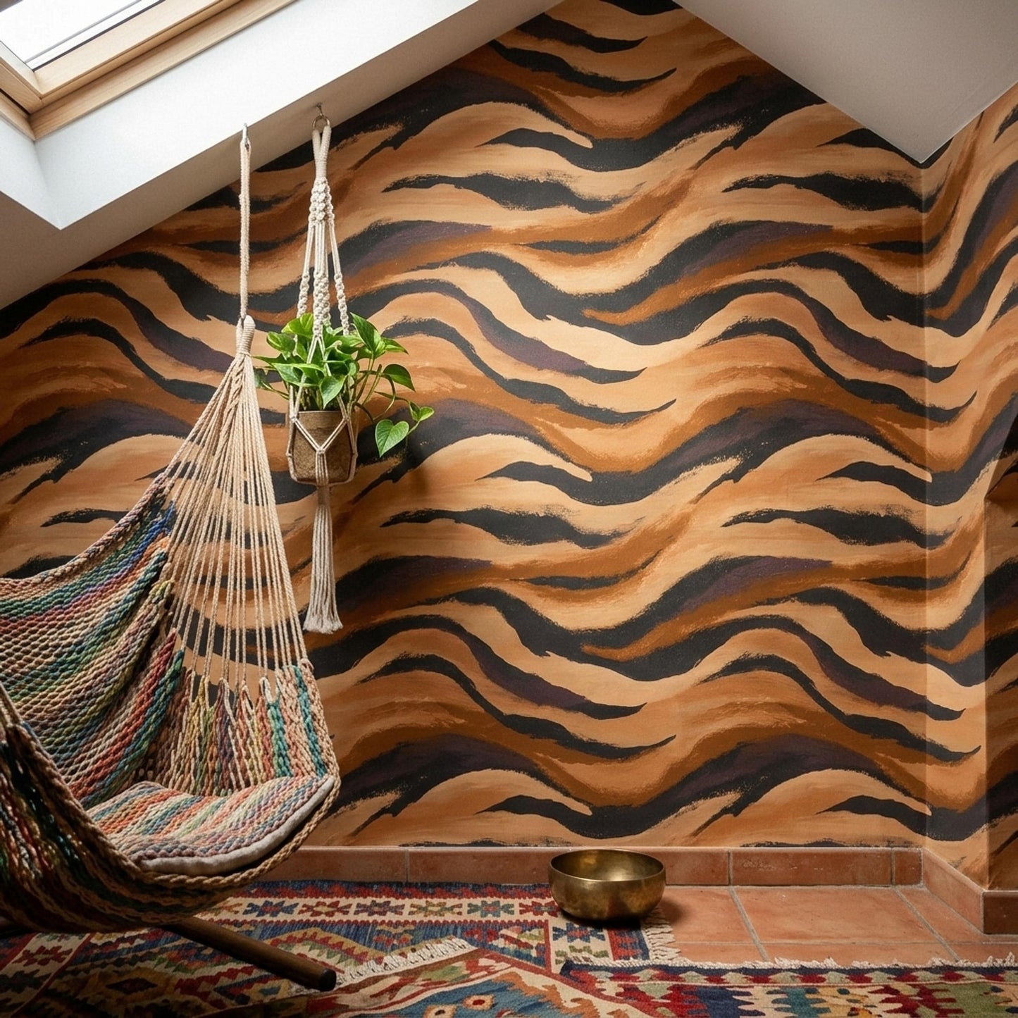 Organic Earth Wave Wallpaper Abstract Desert Brushstroke Pattern Modern Neutral Wall Decor