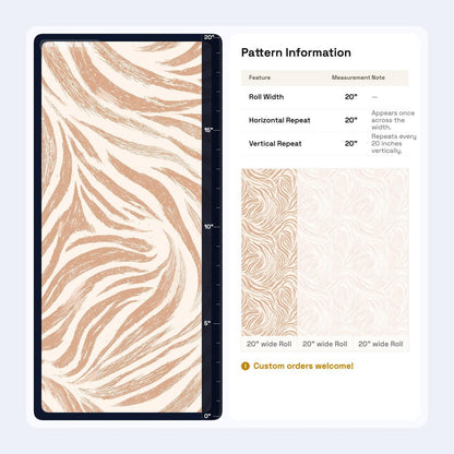 Blush Zebra Wave Wallpaper Organic Stripe Pattern Neutral Designer Wall Decor