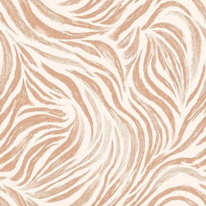 Blush Zebra Wave Wallpaper Organic Stripe Pattern Neutral Designer Wall Decor