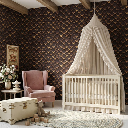 Dragon Scale Wallpaper Dark Bronze Fantasy Pattern Gothic Luxury Decor