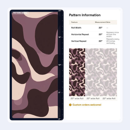 Retro Abstract Wallpaper Mauve Brown Organic Shapes Mid Century Modern Decor
