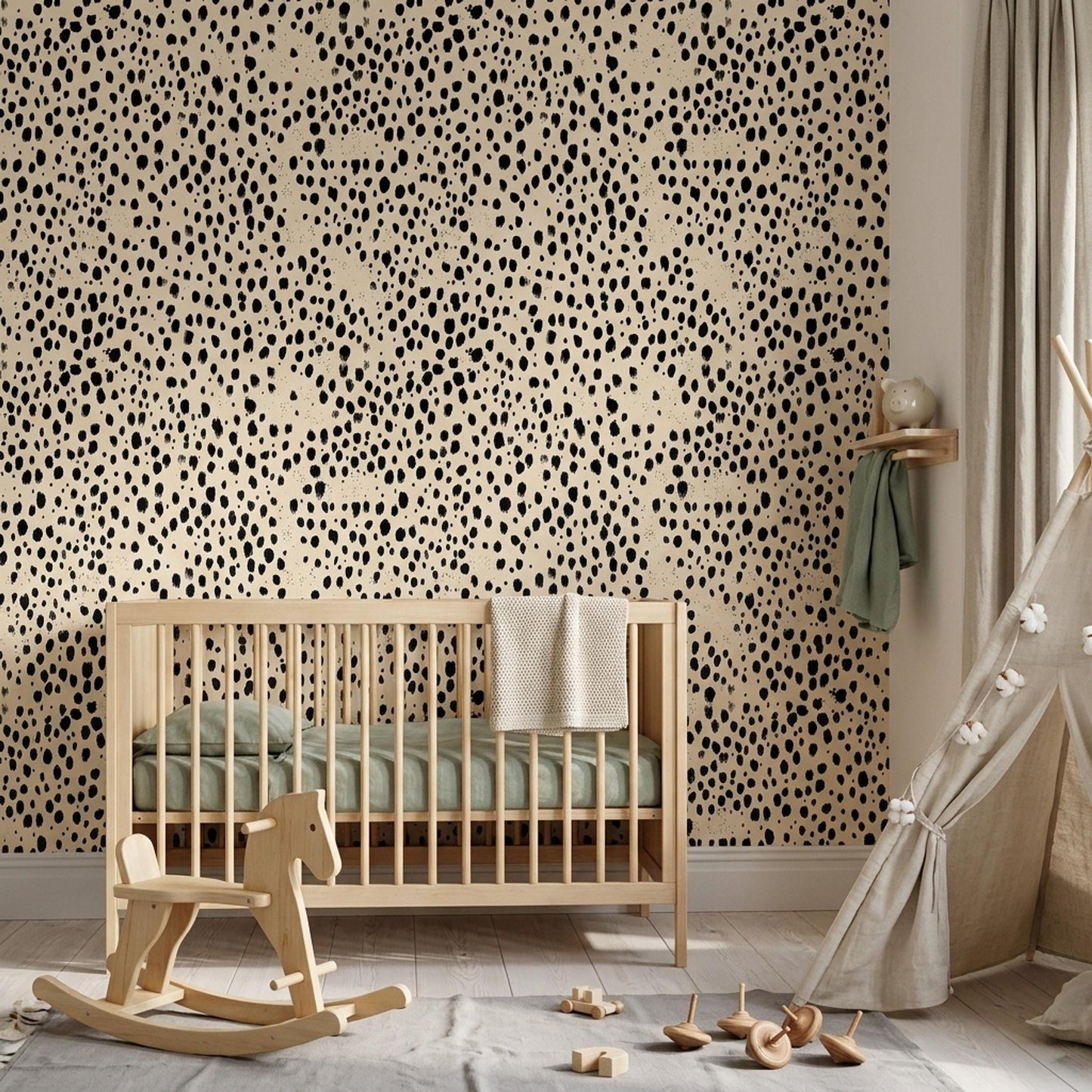Dalmatian Spot Wallpaper Neutral Animal Print Modern Minimalist Wall Decor