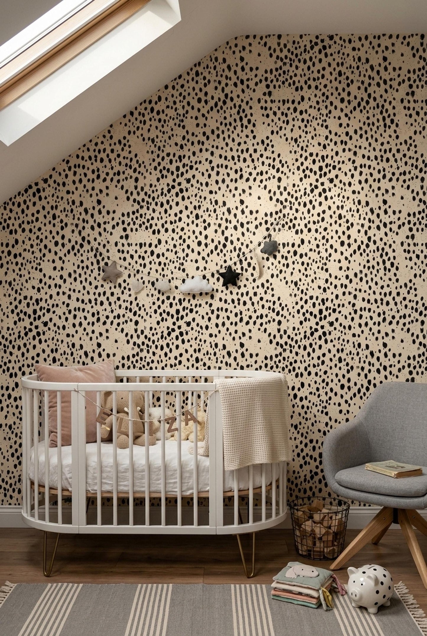 Dalmatian Spot Wallpaper Neutral Animal Print Modern Minimalist Wall Decor