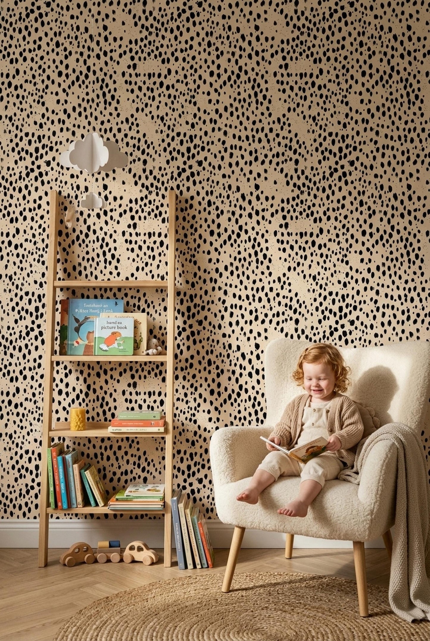 Dalmatian Spot Wallpaper Neutral Animal Print Modern Minimalist Wall Decor