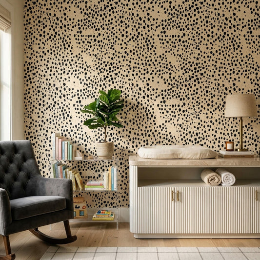 Dalmatian Spot Wallpaper Neutral Animal Print Modern Minimalist Wall Decor