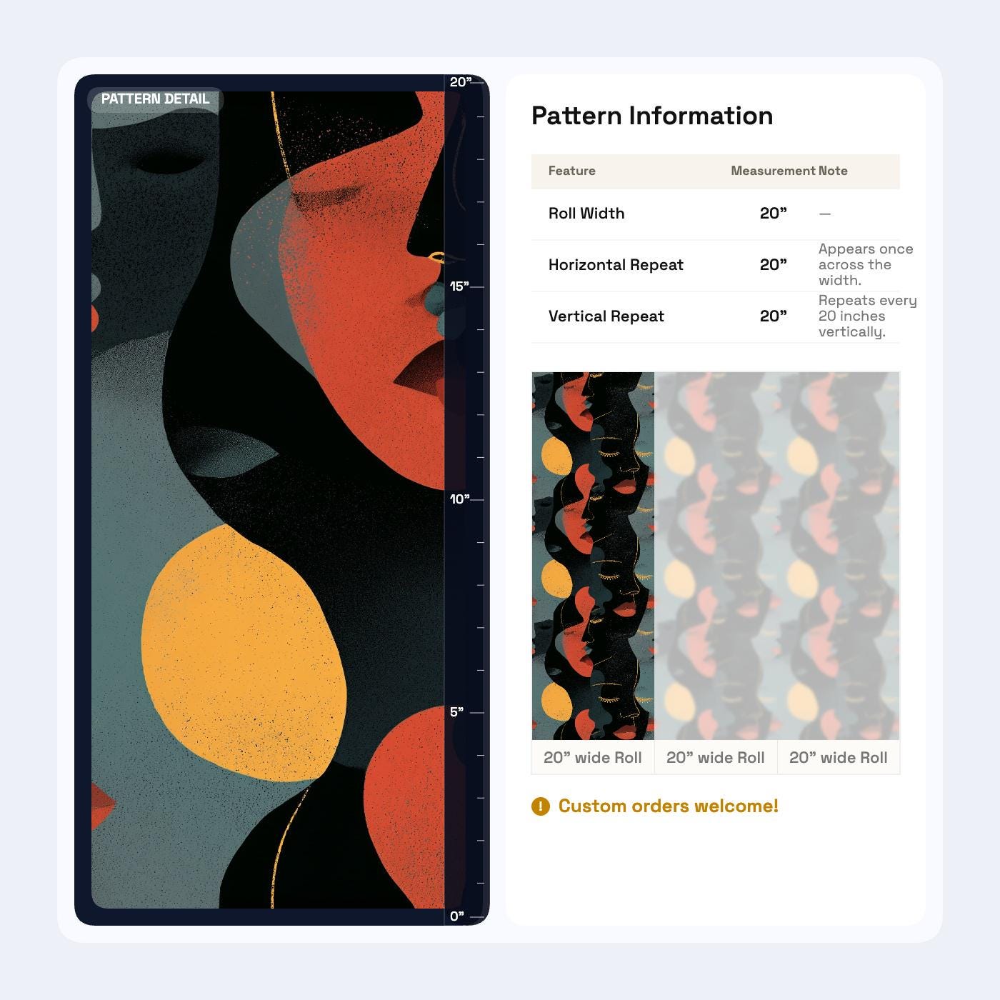 Abstract Faces Wallpaper Mid Century Modern Art Deco Portrait Pattern Decor