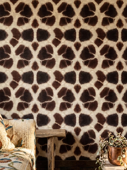 Giraffe Print Wallpaper Safari Luxe Animal Pattern Neutral Brown Statement Decor
