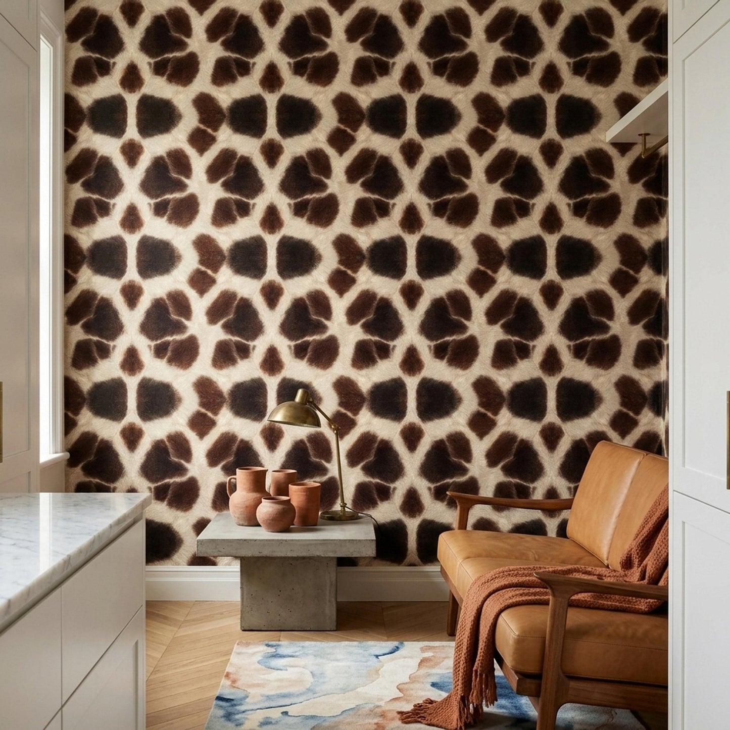 Giraffe Print Wallpaper Safari Luxe Animal Pattern Neutral Brown Statement Decor