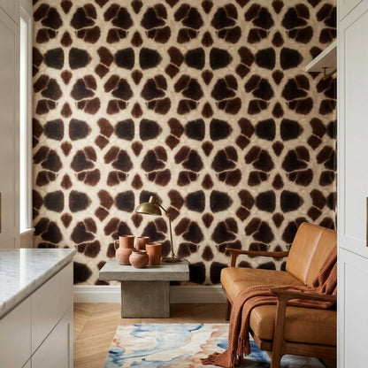 Giraffe Print Wallpaper Safari Luxe Animal Pattern Neutral Brown Statement Decor