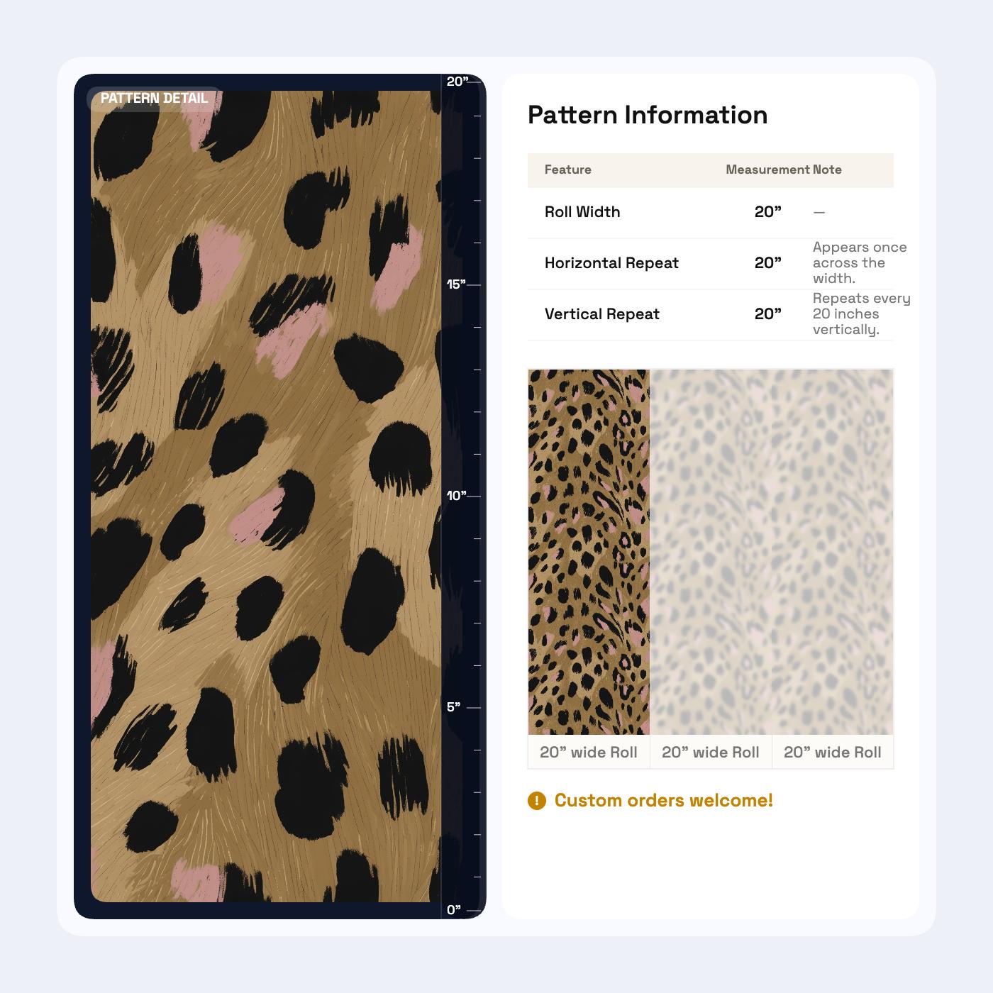 Blush Leopard Print Wallpaper Chic Animal Pattern Pink Beige Glam Accent Wall Decor