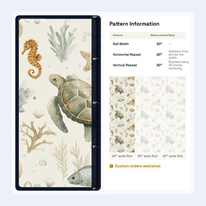 Ocean Nursery Wallpaper Sea Turtle Wallpaper Coastal Baby Room Marine Life Decor
