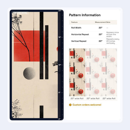 Japandi Abstract Wallpaper Mid Century Modern Wallpaper Geometric Botanical Wall Decor