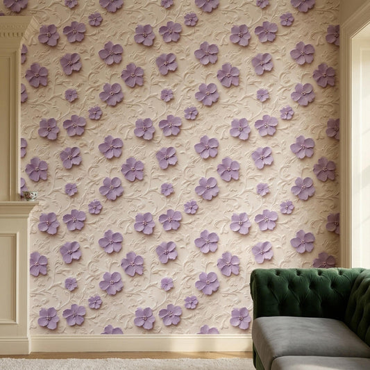 3D Floral Relief Wallpaper Romantic French Chateau Grandmillennial Wall Decor
