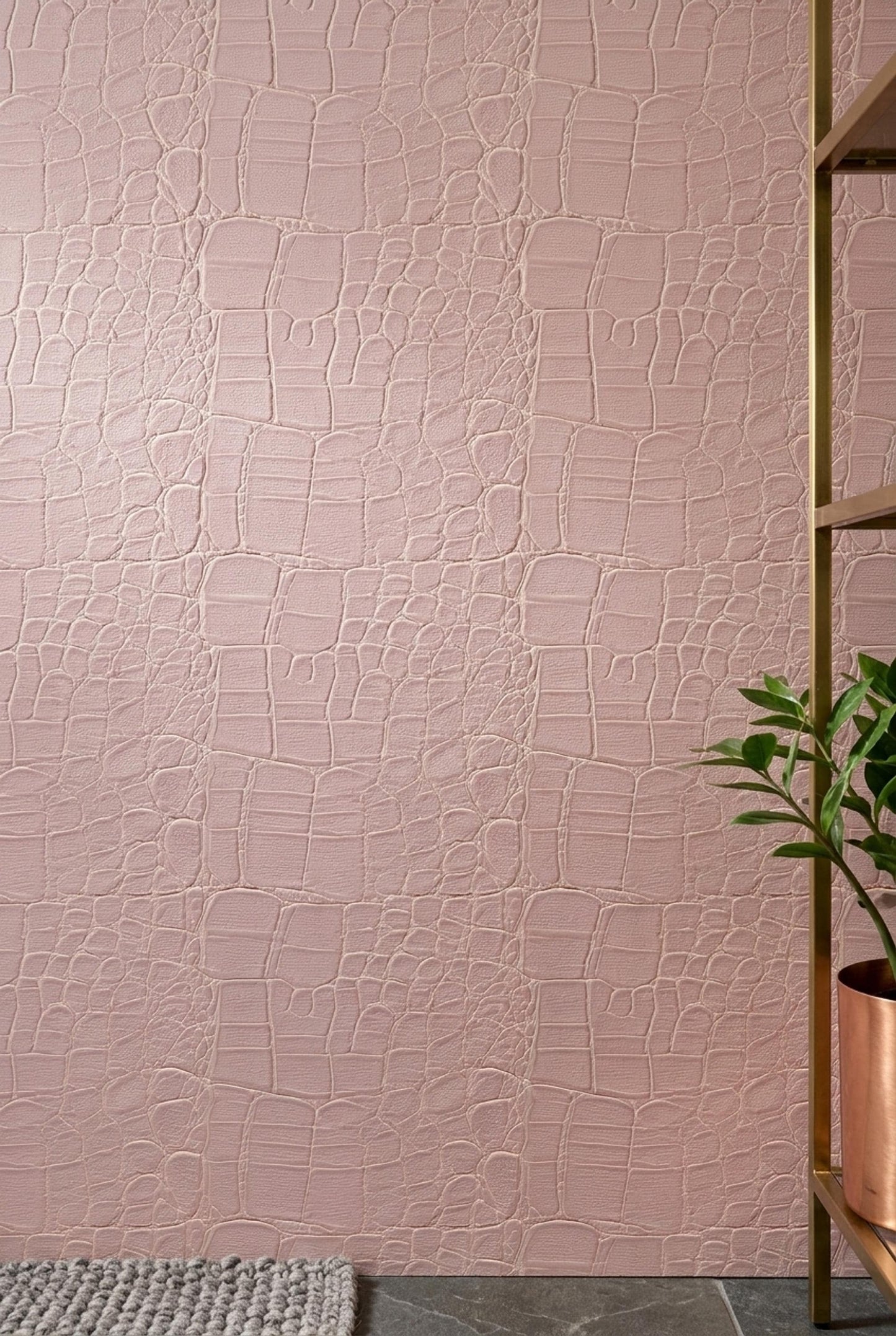 Blush Crocodile Wallpaper Pink Faux Leather Texture Quiet Luxury Wall Decor Pattern