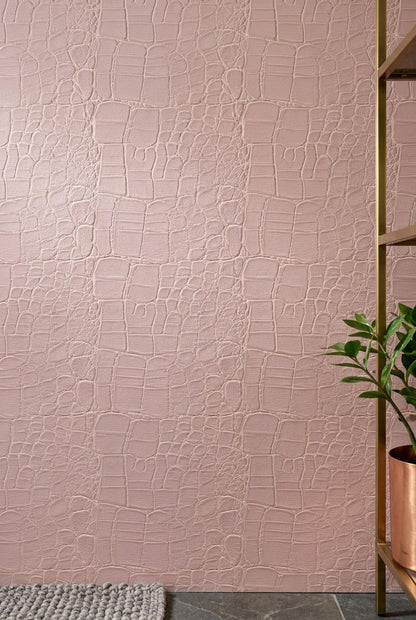 Blush Crocodile Wallpaper Pink Faux Leather Texture Quiet Luxury Wall Decor Pattern