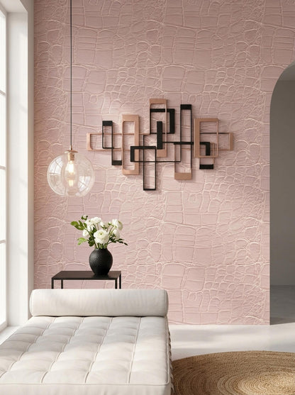 Blush Crocodile Wallpaper Pink Faux Leather Texture Quiet Luxury Wall Decor Pattern