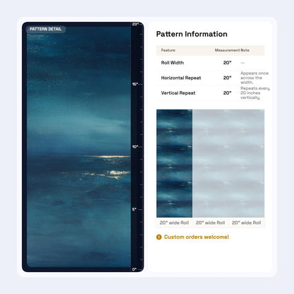Midnight Ocean Wallpaper Moody Coastal Abstract Blue Seascape Luxury Wall Decor