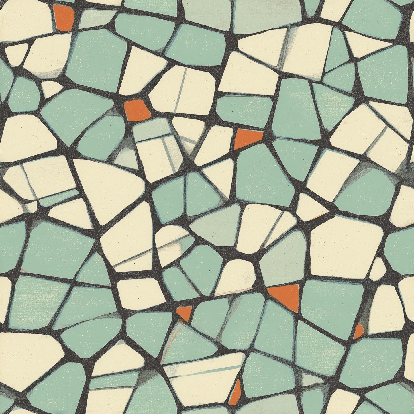Geometric Mosaic Wallpaper Mid Century Modern Terrazzo Pattern Mint Green Wall Decor