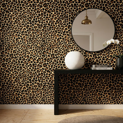 Neutral Leopard Wallpaper Safari Decor Maximalist Wall Covering Luxury Animal Pattern